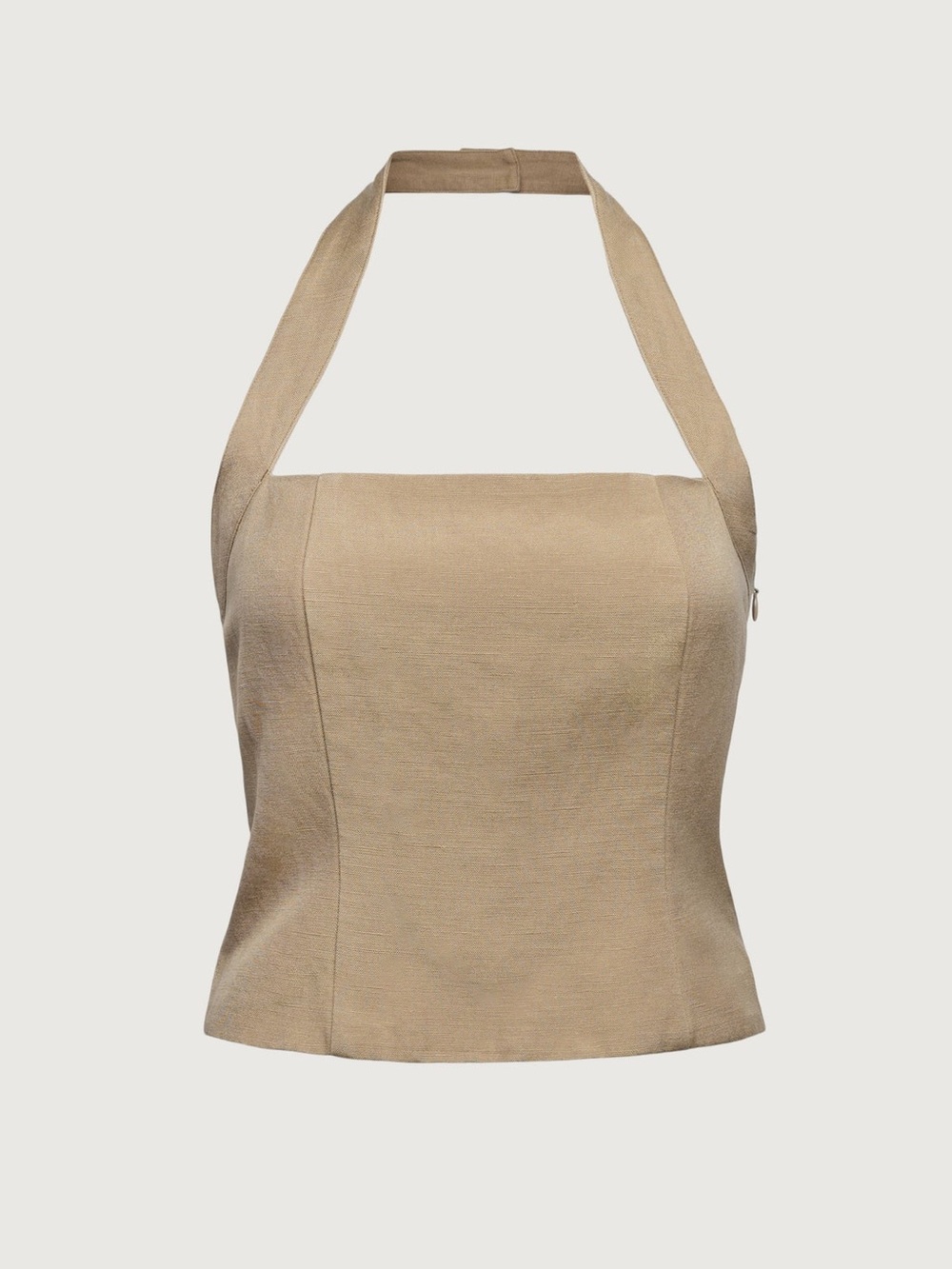 Oak + Fort Beige Incense Linen Blend Halter Top Smocked Back XL NWT